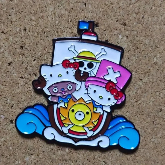 Hello Kitty x One Piece Pirate Ship Enamel Pin – Adorable Crossover Collectible! - Picture 3 of 5